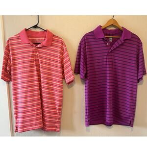 Men's Bundle Set 2 PGA Tour Golf Tennis Polo Shirts‎ Top Size L